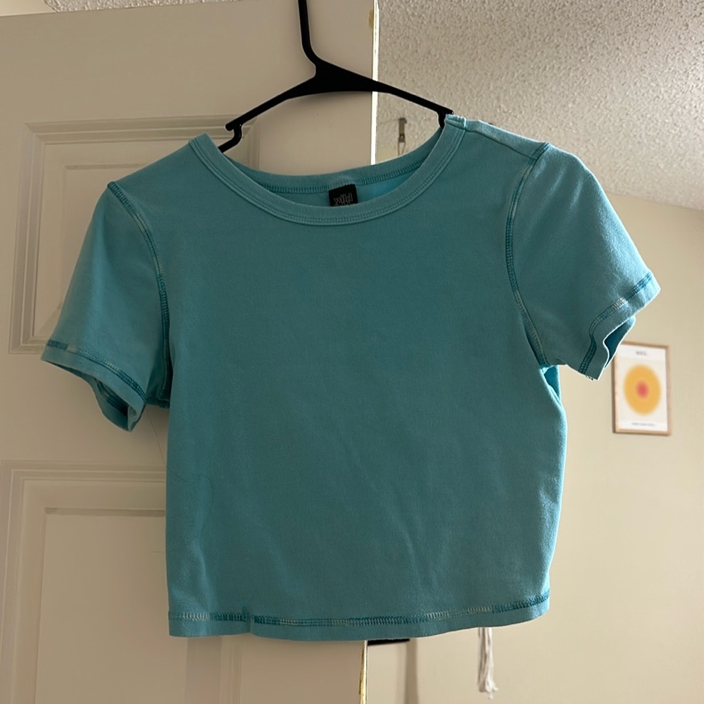 blue cropped top